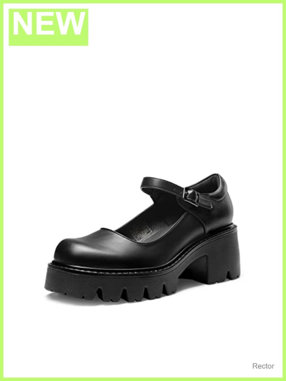 Faux Leather Mary Jane Platform Pumps Chunky Heels